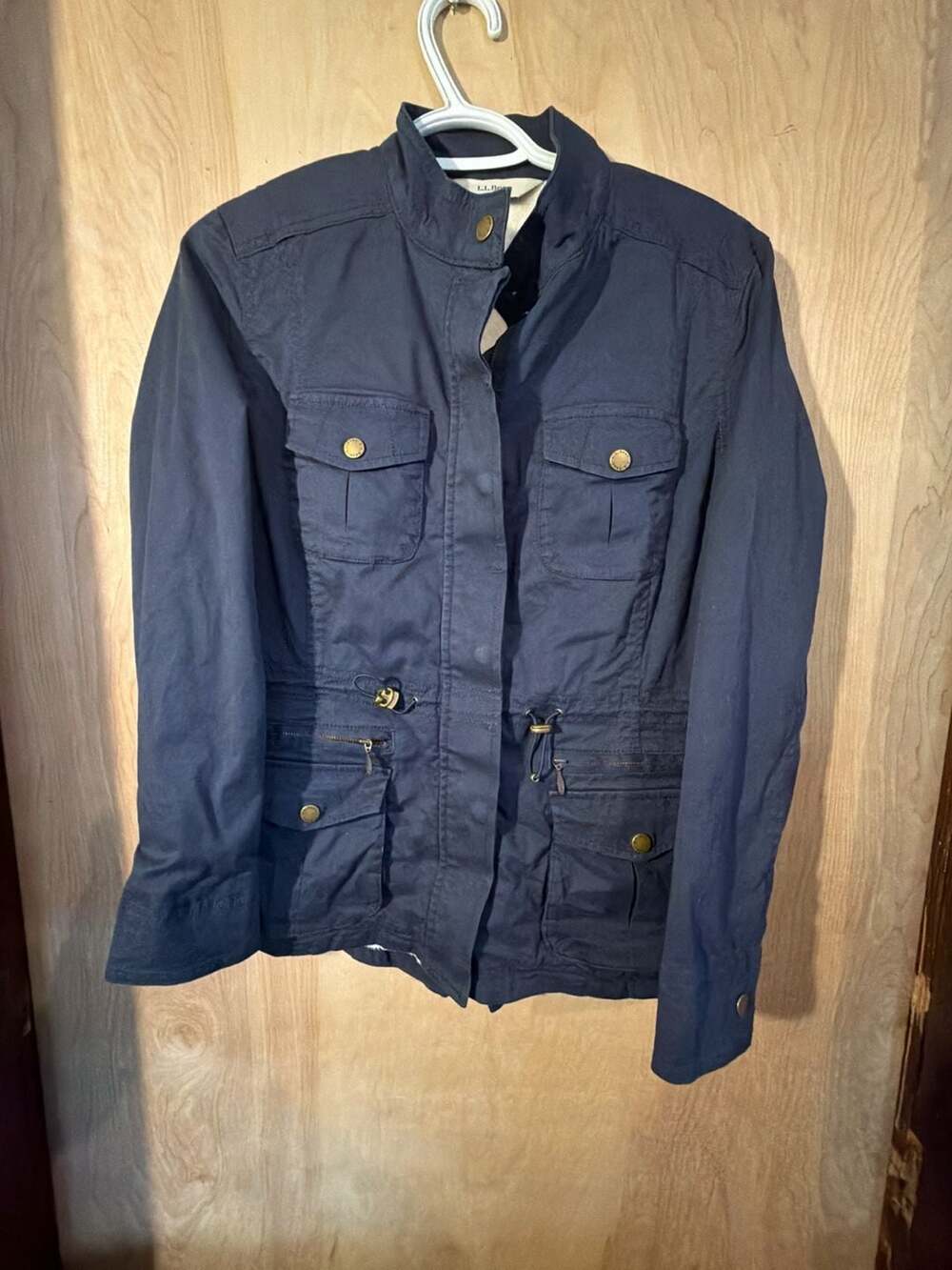 L.L.Bean Utility Jacket Size S Petite Blue Fleece Lined